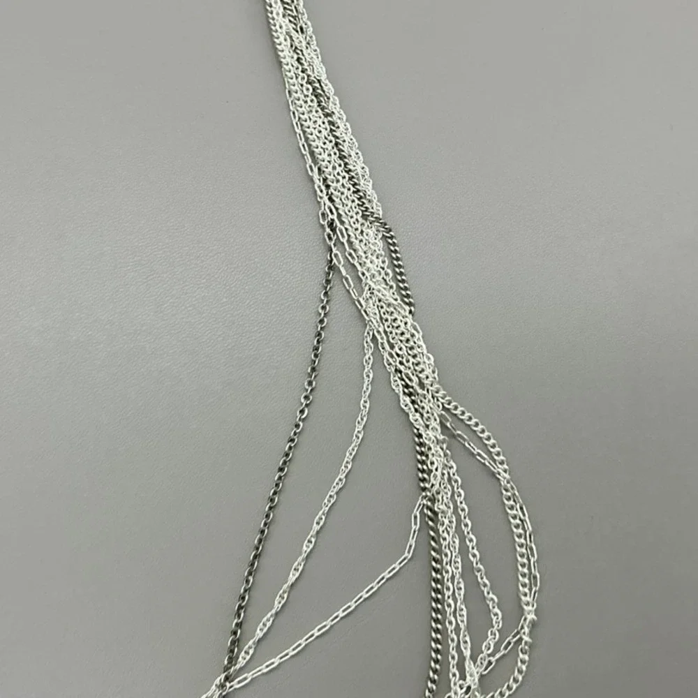 Necklace Womens Silver Tone Multi Strand Layered Braided Chain 30-33 Inches